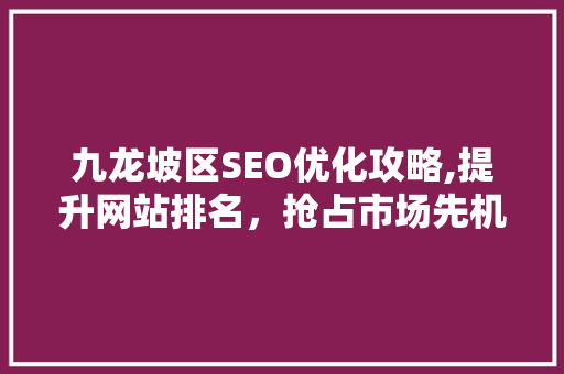 九龙坡区SEO优化攻略,提升网站排名，抢占市场先机