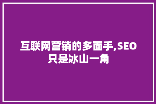 互联网营销的多面手,SEO只是冰山一角