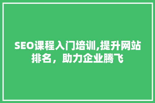 SEO课程入门培训,提升网站排名，助力企业腾飞