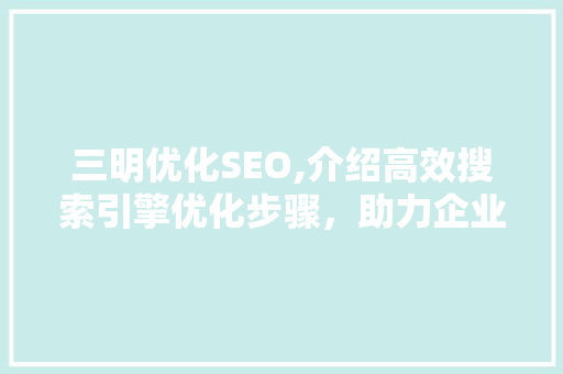 三明优化SEO,介绍高效搜索引擎优化步骤，助力企业腾飞