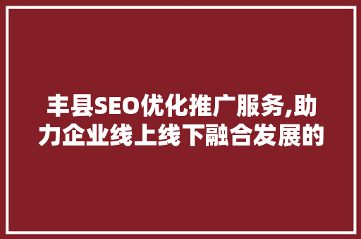丰县SEO优化推广服务,助力企业线上线下融合发展的新引擎