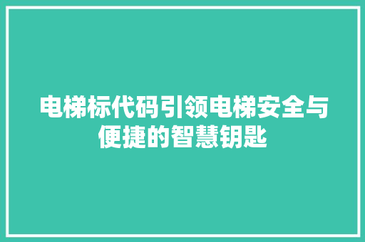 电梯标代码引领电梯安全与便捷的智慧钥匙