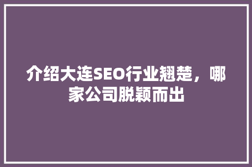 介绍大连SEO行业翘楚，哪家公司脱颖而出