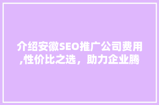 介绍安徽SEO推广公司费用,性价比之选，助力企业腾飞  第1张