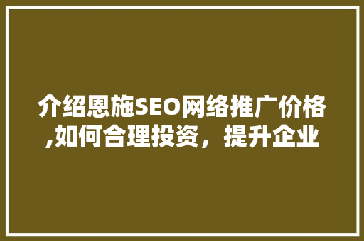 介绍恩施SEO网络推广价格,如何合理投资，提升企业竞争力