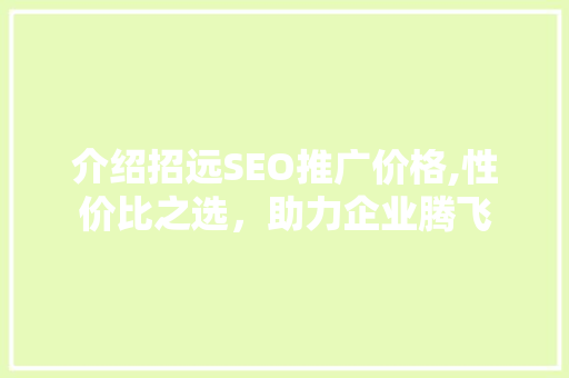 介绍招远SEO推广价格,性价比之选，助力企业腾飞