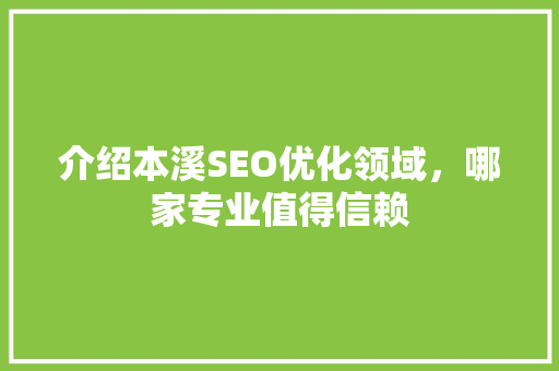 介绍本溪SEO优化领域，哪家专业值得信赖