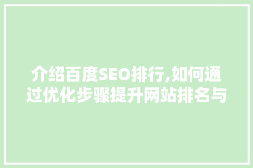 介绍百度SEO排行,如何通过优化步骤提升网站排名与收费