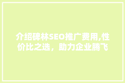 介绍碑林SEO推广费用,性价比之选，助力企业腾飞