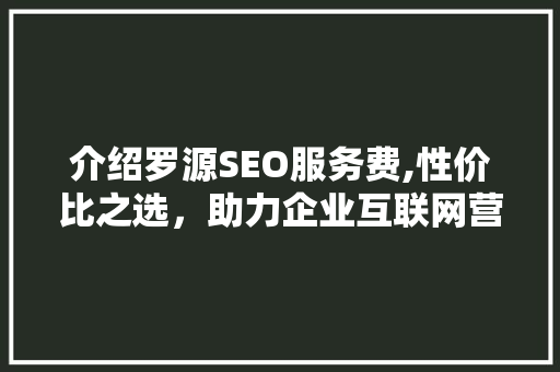 介绍罗源SEO服务费,性价比之选，助力企业互联网营销腾飞
