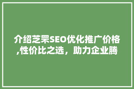 介绍芝罘SEO优化推广价格,性价比之选，助力企业腾飞