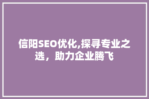 信阳SEO优化,探寻专业之选，助力企业腾飞