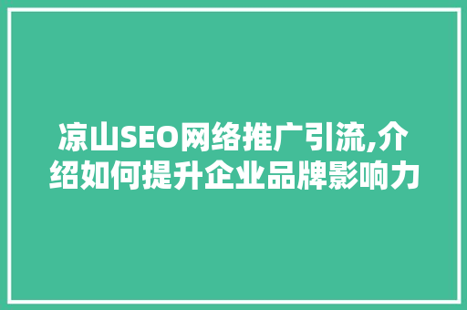 凉山SEO网络推广引流,介绍如何提升企业品牌影响力