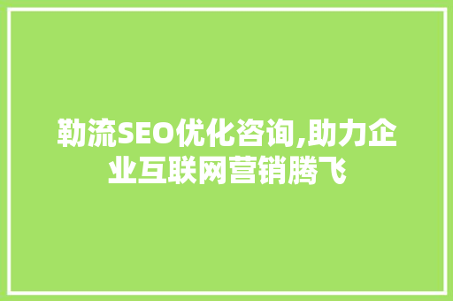 勒流SEO优化咨询,助力企业互联网营销腾飞