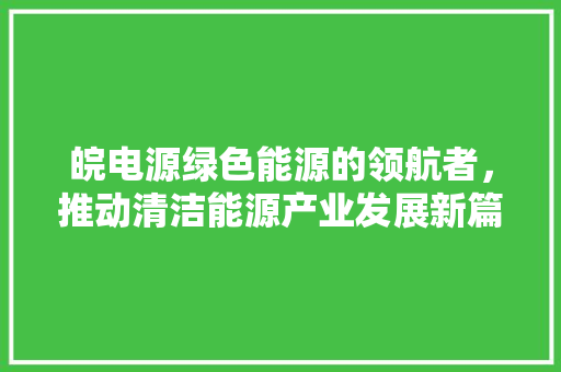 皖电源绿色能源的领航者，推动清洁能源产业发展新篇章