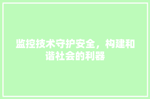 监控技术守护安全，构建和谐社会的利器