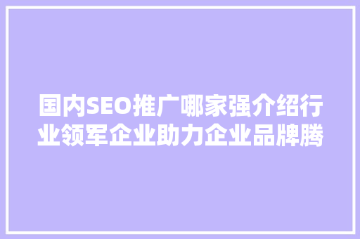 国内SEO推广哪家强介绍行业领军企业助力企业品牌腾飞