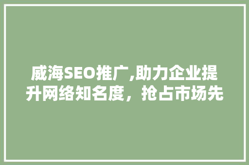 威海SEO推广,助力企业提升网络知名度，抢占市场先机