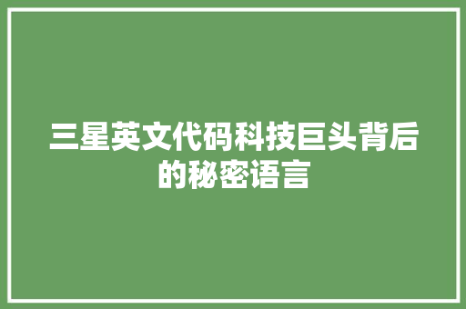 三星英文代码科技巨头背后的秘密语言