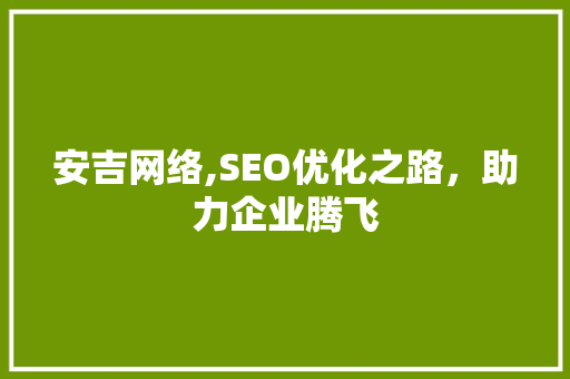 安吉网络,SEO优化之路，助力企业腾飞