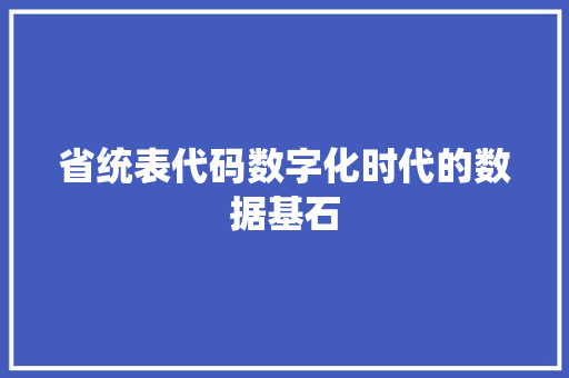 省统表代码数字化时代的数据基石