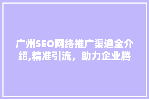 广州SEO网络推广渠道全介绍,精准引流，助力企业腾飞
