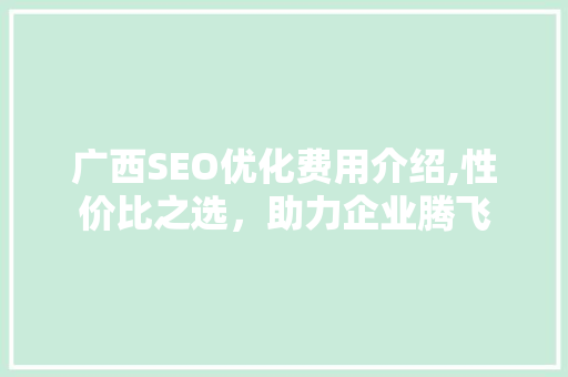 广西SEO优化费用介绍,性价比之选，助力企业腾飞