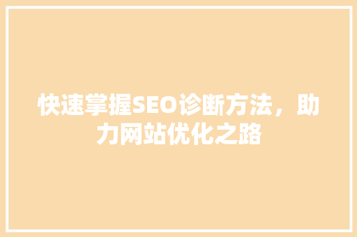 快速掌握SEO诊断方法，助力网站优化之路