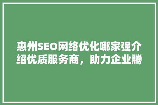 惠州SEO网络优化哪家强介绍优质服务商，助力企业腾飞