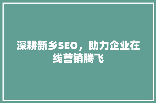 深耕新乡SEO，助力企业在线营销腾飞