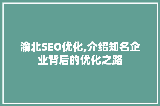 渝北SEO优化,介绍知名企业背后的优化之路