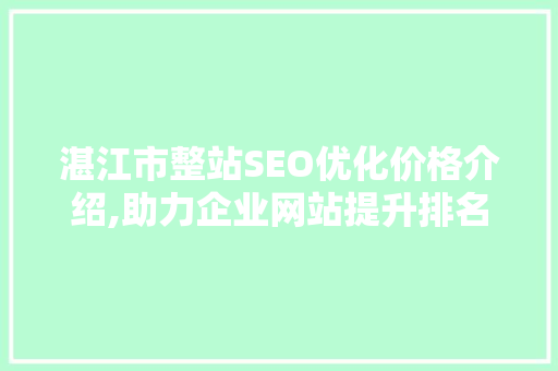 湛江市整站SEO优化价格介绍,助力企业网站提升排名，抢占市场先机