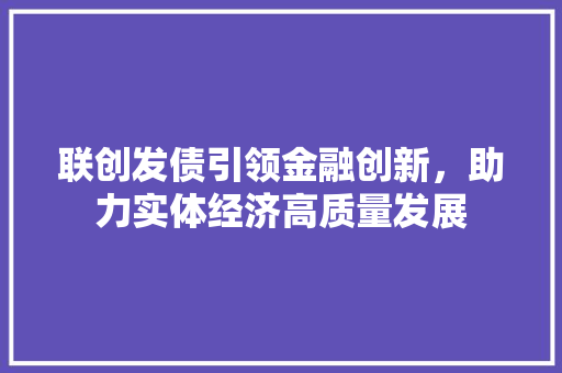 联创发债引领金融创新，助力实体经济高质量发展