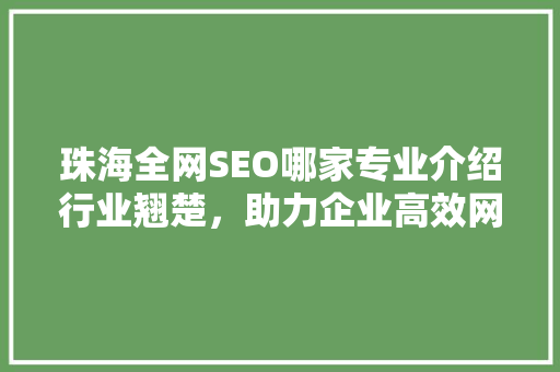 珠海全网SEO哪家专业介绍行业翘楚，助力企业高效网络营销
