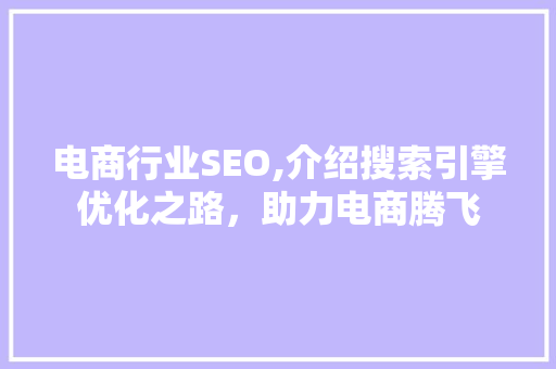 电商行业SEO,介绍搜索引擎优化之路，助力电商腾飞