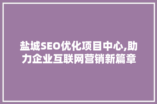盐城SEO优化项目中心,助力企业互联网营销新篇章