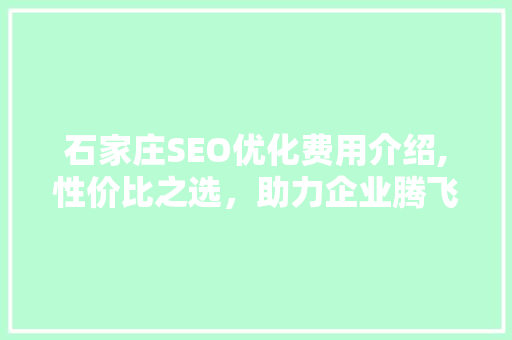 石家庄SEO优化费用介绍,性价比之选，助力企业腾飞