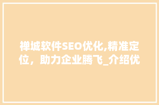 禅城软件SEO优化,精准定位，助力企业腾飞_介绍优化费用与价值
