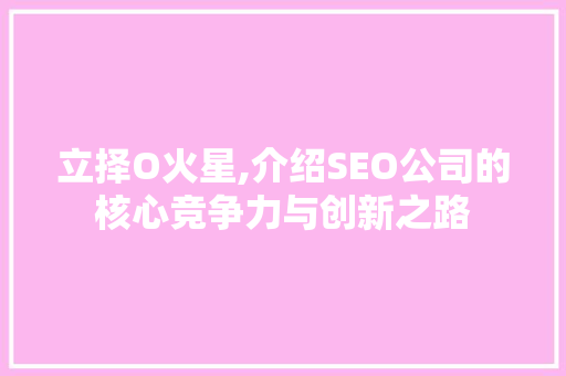 立择O火星,介绍SEO公司的核心竞争力与创新之路