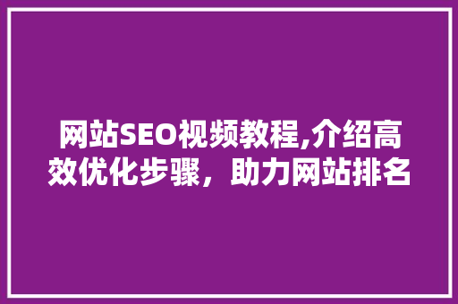 网站SEO视频教程,介绍高效优化步骤，助力网站排名提升