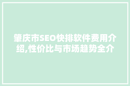 肇庆市SEO快排软件费用介绍,性价比与市场趋势全介绍