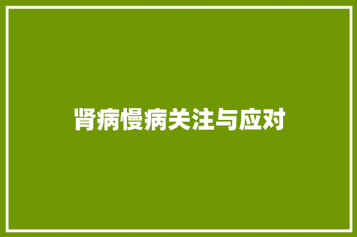 肾病慢病关注与应对