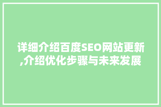 详细介绍百度SEO网站更新,介绍优化步骤与未来发展