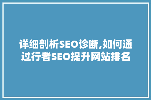 详细剖析SEO诊断,如何通过行者SEO提升网站排名
