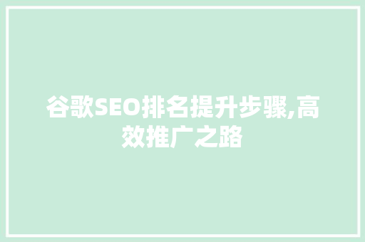 谷歌SEO排名提升步骤,高效推广之路