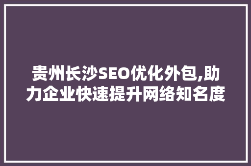 贵州长沙SEO优化外包,助力企业快速提升网络知名度