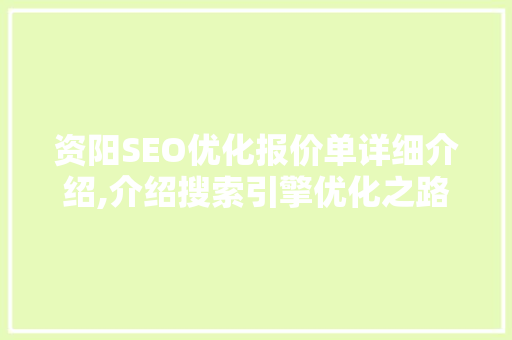 资阳SEO优化报价单详细介绍,介绍搜索引擎优化之路