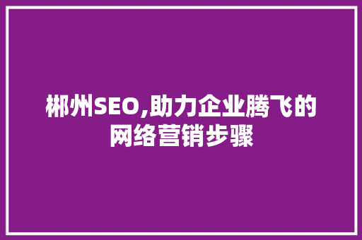 郴州SEO,助力企业腾飞的网络营销步骤