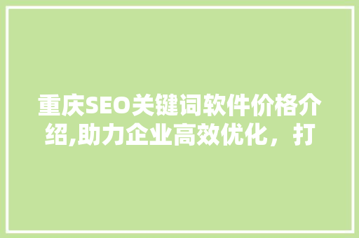 重庆SEO关键词软件价格介绍,助力企业高效优化，打造互联网营销新局面