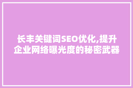 长丰关键词SEO优化,提升企业网络曝光度的秘密武器  第1张